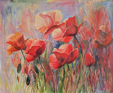 Original Abstract Floral Paintings by Olga Rece