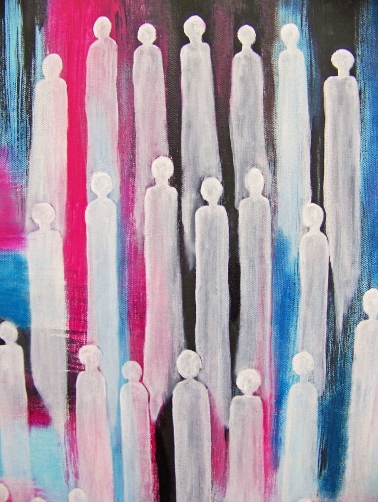 Original Abstract People Painting by Jo and Jan Moore Romancing The Stone