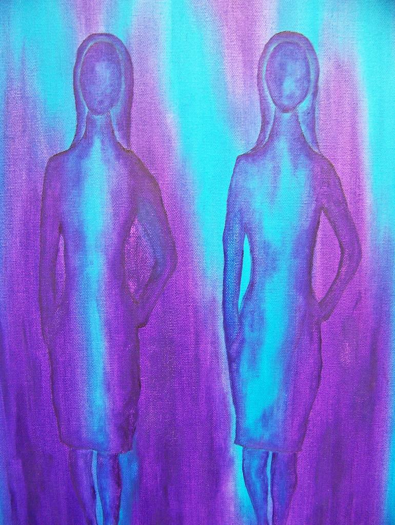 Original Abstract People Painting by Jo and Jan Moore Romancing The Stone