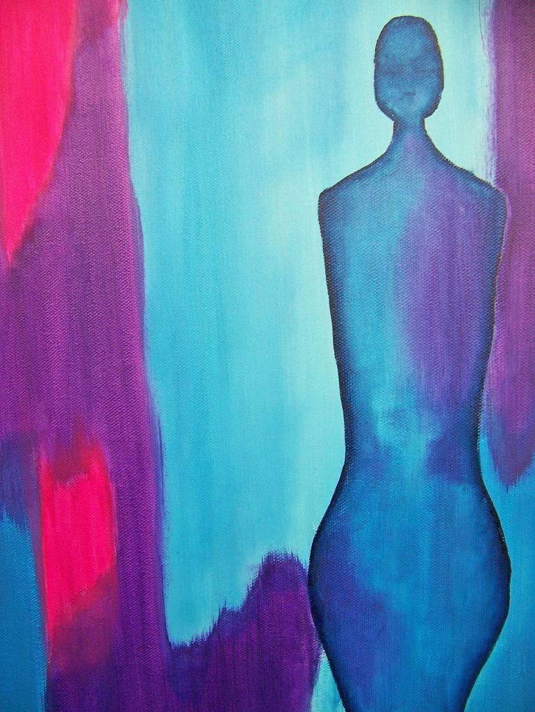 Original Abstract People Painting by Jo and Jan Moore Romancing The Stone