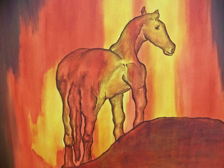 Original Abstract Horse Painting by Jo and Jan Moore Romancing The Stone