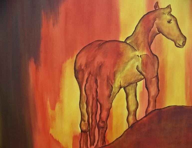 Original Abstract Horse Painting by Jo and Jan Moore Romancing The Stone