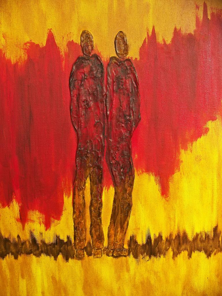 Original Abstract People Painting by Jo and Jan Moore Romancing The Stone