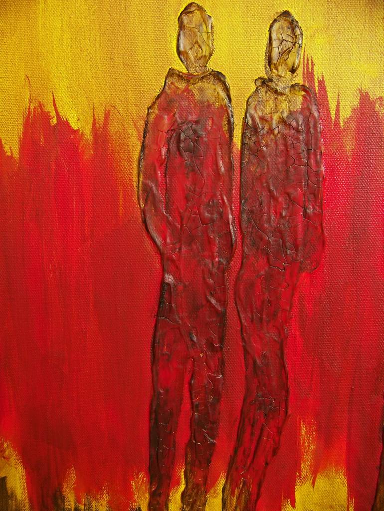 Original Abstract People Painting by Jo and Jan Moore Romancing The Stone