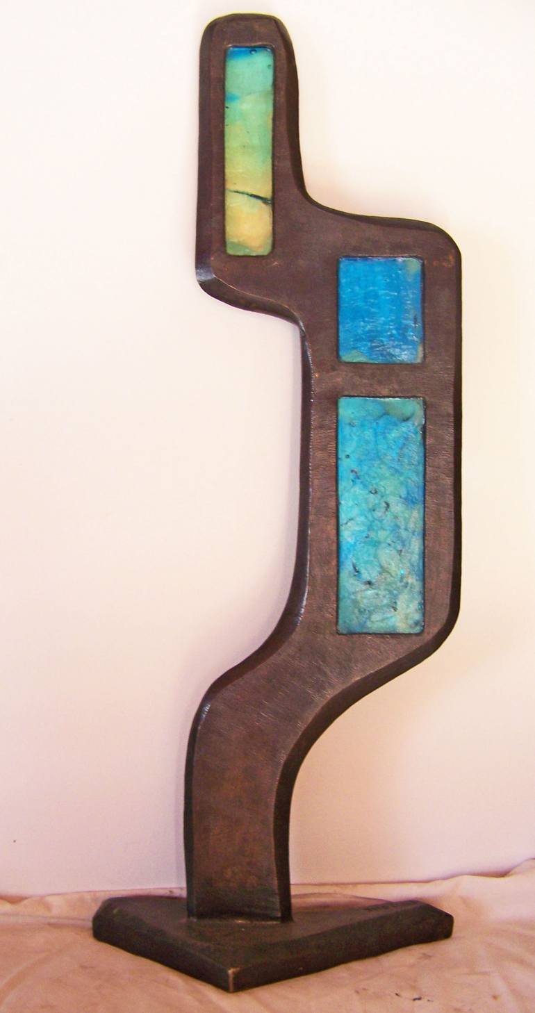 Original Abstract Expressionism Abstract Sculpture by Jo And Jan Moore Romancing The Stone