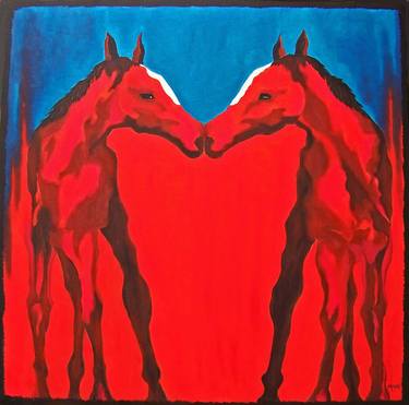 Original Expressionism Horse Paintings by Jo and Jan Moore Romancing The Stone