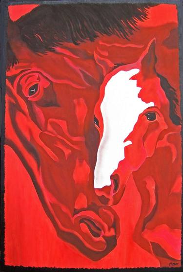Print of Horse Paintings by Jo and Jan Moore Romancing The Stone