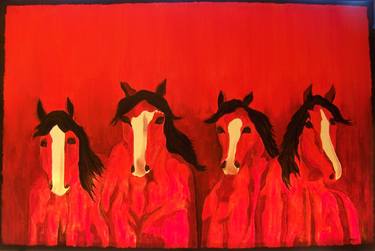 Original Expressionism Horse Paintings by Jo and Jan Moore Romancing The Stone