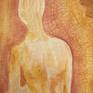 A heavily textured canvas with three distinct texture zones which utilizes metallic pigments.