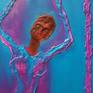 Expressionistic Oil on Canvas with heavily textured impasto zones executed in brilliant complementary palette.