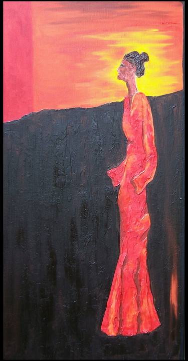 Original Expressionism Women Paintings by Jo and Jan Moore Romancing The Stone