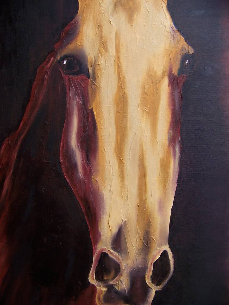 Original Expressionism Horse Painting by Jo and Jan Moore Romancing The Stone