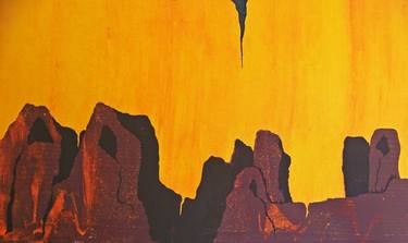 Original Abstract Landscape Printmaking by Jo and Jan Moore Romancing The Stone