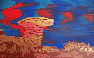 Print of Abstract Expressionism Landscape Printmaking by Jo and Jan Moore Romancing The Stone