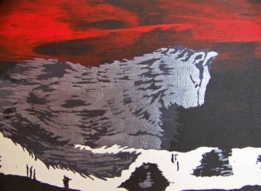 Original Cats Printmaking by Jo and Jan Moore Romancing The Stone