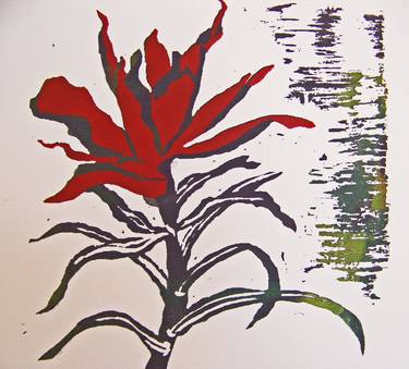 Original Abstract Expressionism Botanic Printmaking by Jo and Jan Moore Romancing The Stone