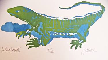 Original Abstract Expressionism Animal Printmaking by Jo and Jan Moore Romancing The Stone
