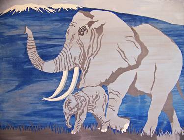 Original Expressionism Animal Printmaking by Jo and Jan Moore Romancing The Stone