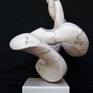 Mobius XIV Italiano Carrara Marble, Contemporary Stone Sculpture, mounted on turning pin 32x19x24