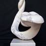 Mobius XIV Italiano Carrara Marble, Contemporary Stone Sculpture, mounted on turning pin 32x19x24