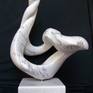 Mobius XIV Italiano Carrara Marble, Contemporary Stone Sculpture, mounted on turning pin 32x19x24