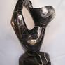 Black Marble Mobius Stone Sculpture with marble base mounted on turning pin