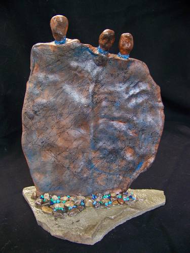 Original Abstract Expressionism Abstract Sculpture by Jo and Jan Moore Romancing The Stone