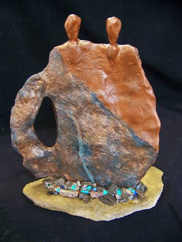 Original Abstract Expressionism Abstract Sculpture by Jo and Jan Moore Romancing The Stone