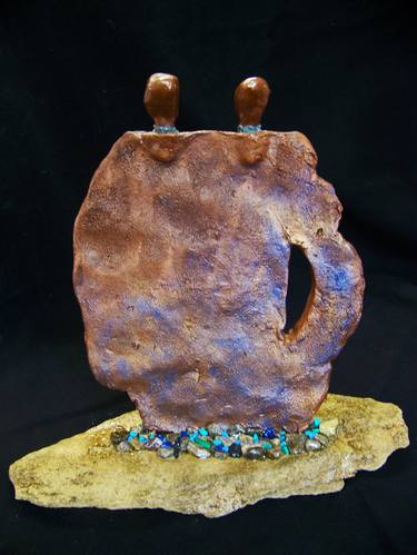 Original Abstract Expressionism Abstract Sculpture by Jo and Jan Moore Romancing The Stone