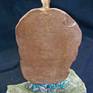 From the Shaman Series---Hand-built, slab-formed fired stoneware original. Each is 1/1. Metallic patina mounted on Sandstone base. Turquoise chip inlay.

Keywords: Shaman, Ceramic Sculpture, Turquoise Inlay, Hand-built, Minimalism, Slab-formed