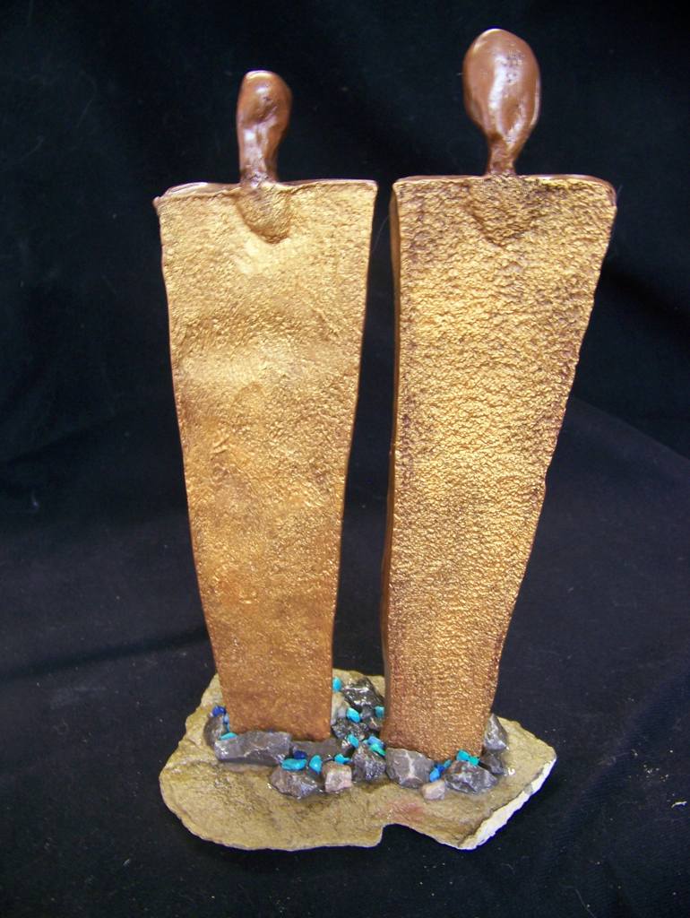 Original Abstract Expressionism Abstract Sculpture by Jo and Jan Moore Romancing The Stone