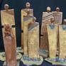 From the Shaman Series---Hand-built, slab-formed fired stoneware original. Each is 1/1. Metallic patina mounted on Sandstone base. Turquoise chip inlay.
Keywords: Shaman, Ceramic Sculpture, Turquoise Inlay, Hand-built, Minimalism, Slab-formed