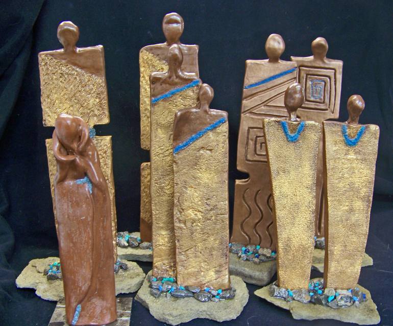 Original Abstract Expressionism Abstract Sculpture by Jo And Jan Moore Romancing The Stone