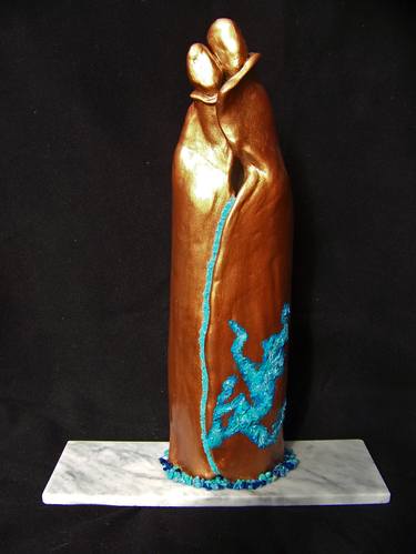 Original Abstract Expressionism Abstract Sculpture by Jo and Jan Moore Romancing The Stone