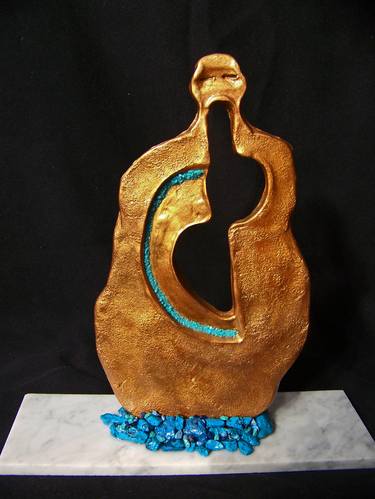 Original Abstract Expressionism Abstract Sculpture by Jo and Jan Moore Romancing The Stone