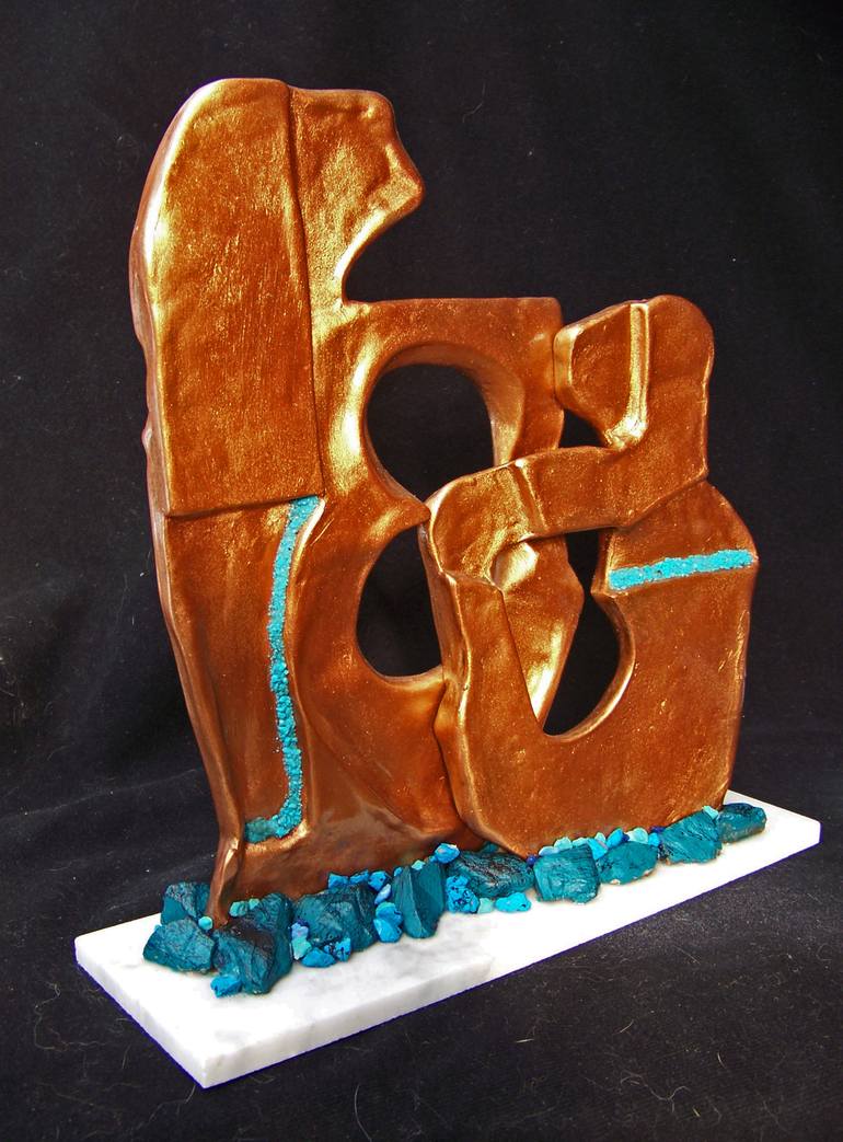 Original Abstract Sculpture by Jo and Jan Moore Romancing The Stone