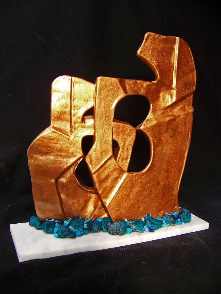 Original Abstract Expressionism Abstract Sculpture by Jo and Jan Moore Romancing The Stone