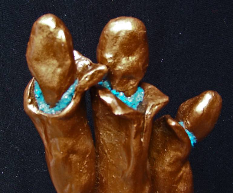 Original Expressionism Abstract Sculpture by Jo And Jan Moore Romancing The Stone