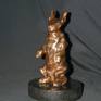 Bronze Cottontail Rabbit mounted on black granite base, original bronze, 1/1