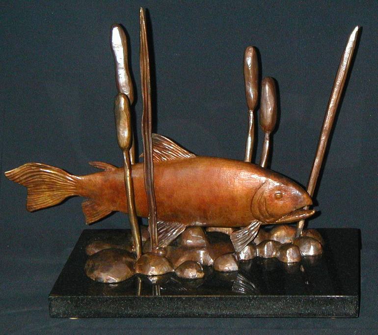 Original Fish Sculpture by Jo and Jan Moore Romancing The Stone