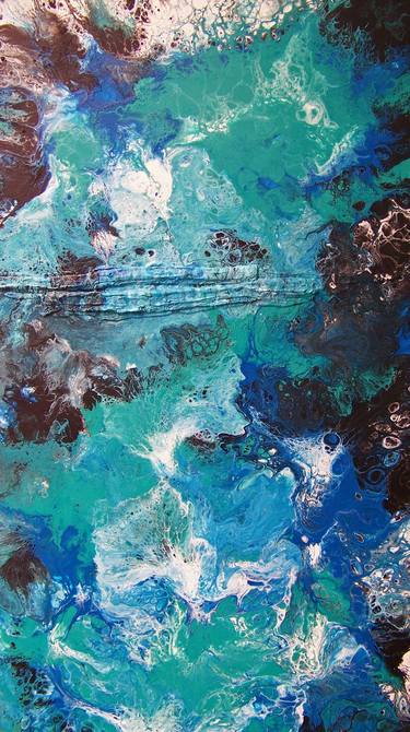 Original Abstract Aerial Paintings by Jo and Jan Moore Romancing The Stone