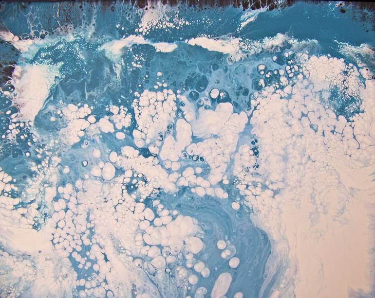 Original Other Painting by Jo And Jan Moore Romancing The Stone | Abstract Art on Canvas | Weekend at Lake Como---Etude