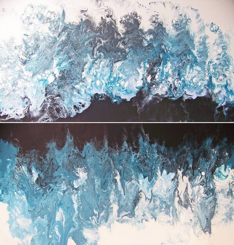 Original Landscape Painting by Jo And Jan Moore Romancing The Stone | Abstract Art on Canvas | Weekend at Lake Como---Diptych