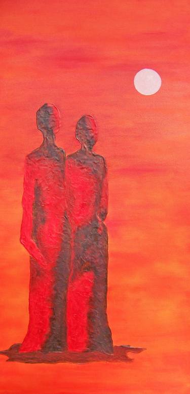 Original Abstract People Paintings by Jo and Jan Moore Romancing The Stone