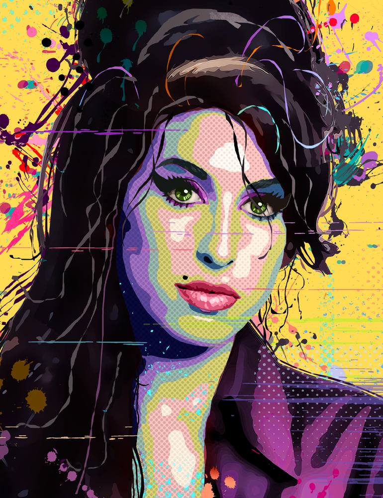 Amy Winehouse Prints - Pop Art Action Painting