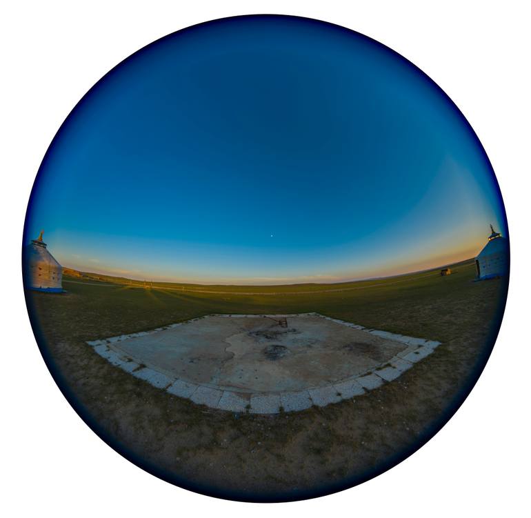 Original Landscape Photography by Bo Chen | Conceptual Art on Canvas | Bug-Sunset at the campfire site