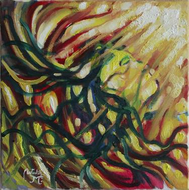 FLYING TO THE SUNLIGHT - Illusionistic figure  - Abstract figurative  modern painting thumb