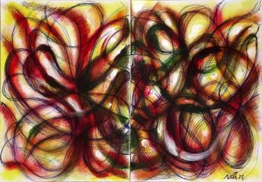 BUTTERFLY MOVES - Abstract painting - Double paneled thumb