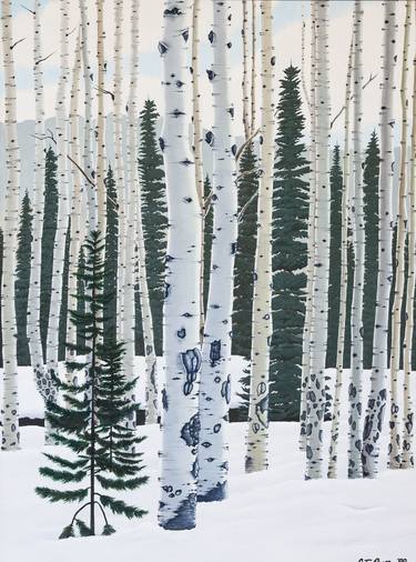 "Winter Aspens"  SOLD Landscape Painting thumb