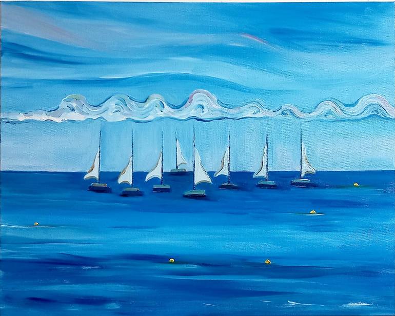 Original Sailboat Painting by YVONNE KOO